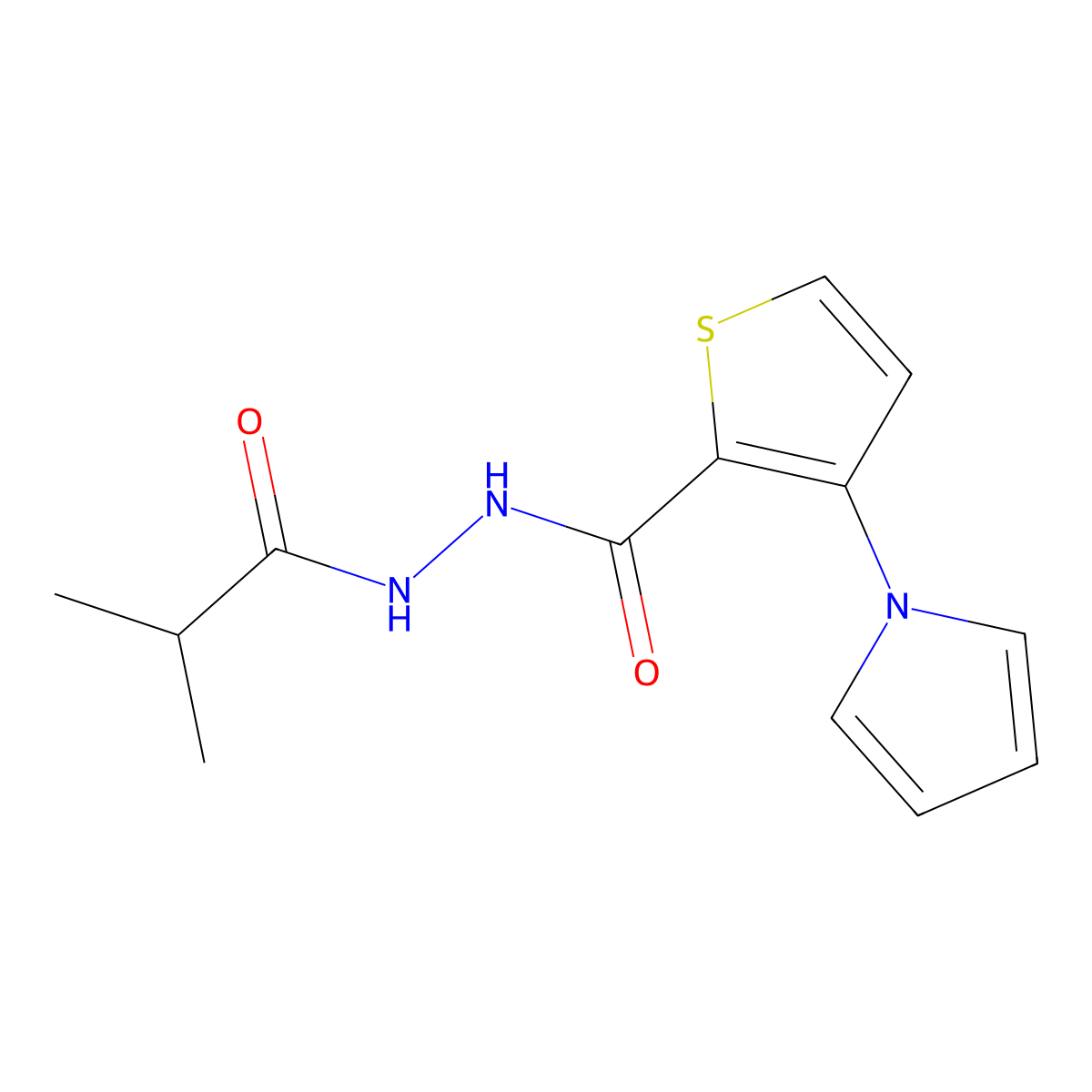 N'-isobutyryl-3-(1H-pyrrol-1-yl)-2-thiophenecarbohydrazide molecular structure, CAS 478050-39-4