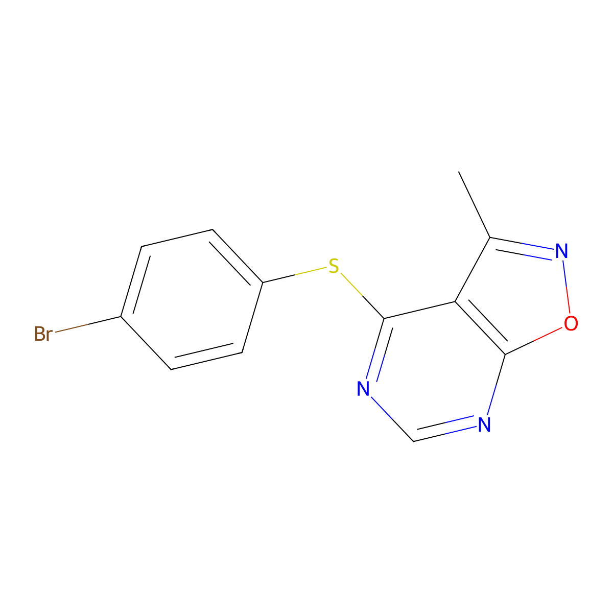 4-Bromophenyl 3-methylisoxazolo[5,4-d]pyrimidin-4-yl sulfide molecular structure, CAS 478050-42-9