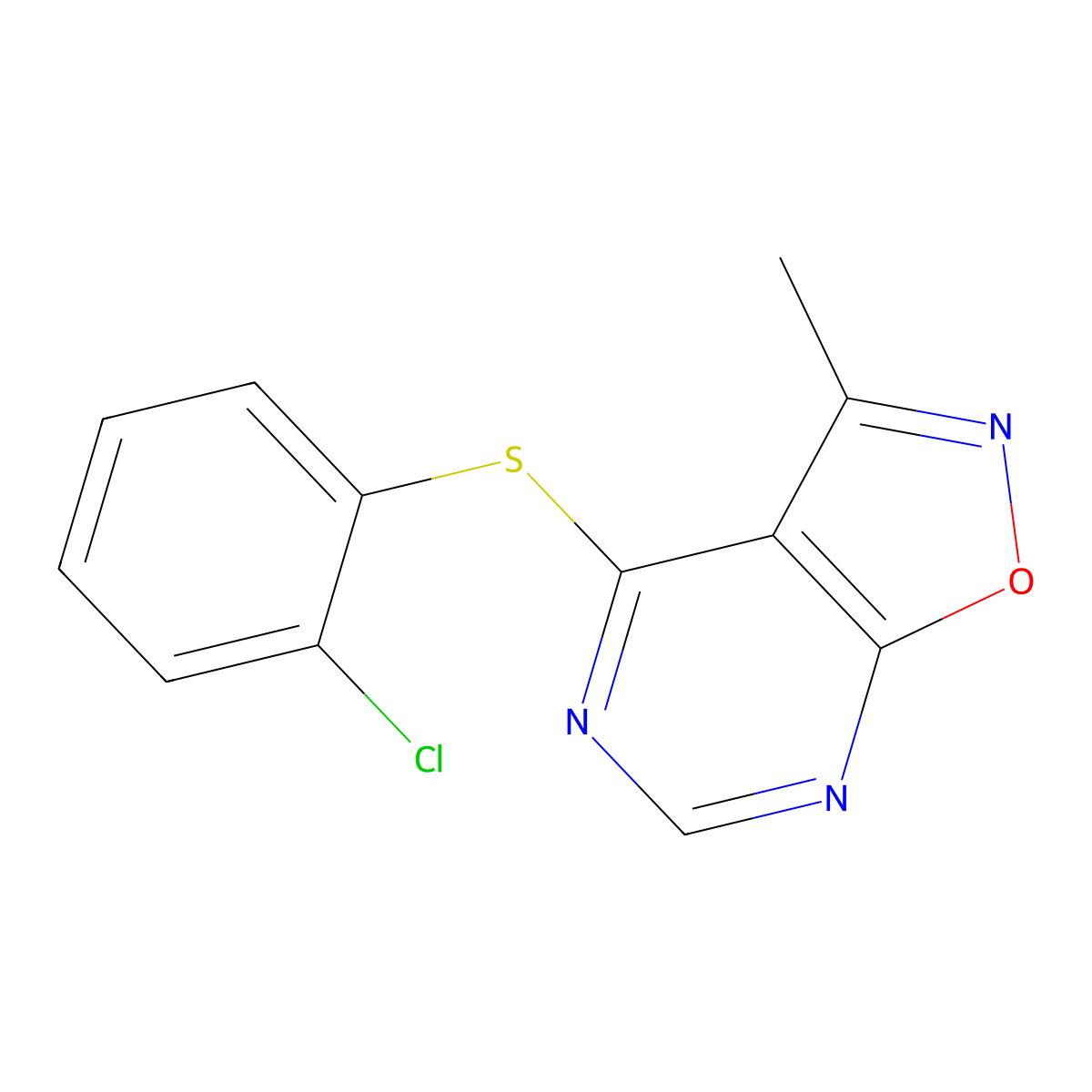 2-Chlorophenyl 3-methylisoxazolo[5,4-d]pyrimidin-4-yl sulfide molecular structure, CAS 478050-44-1