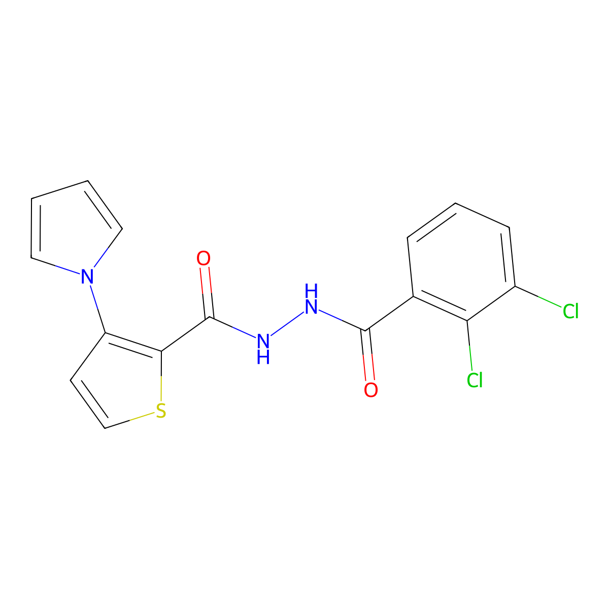 N'-(2,3-dichlorobenzoyl)-3-(1H-pyrrol-1-yl)-2-thiophenecarbohydrazide molecular structure, CAS 478062-69-0