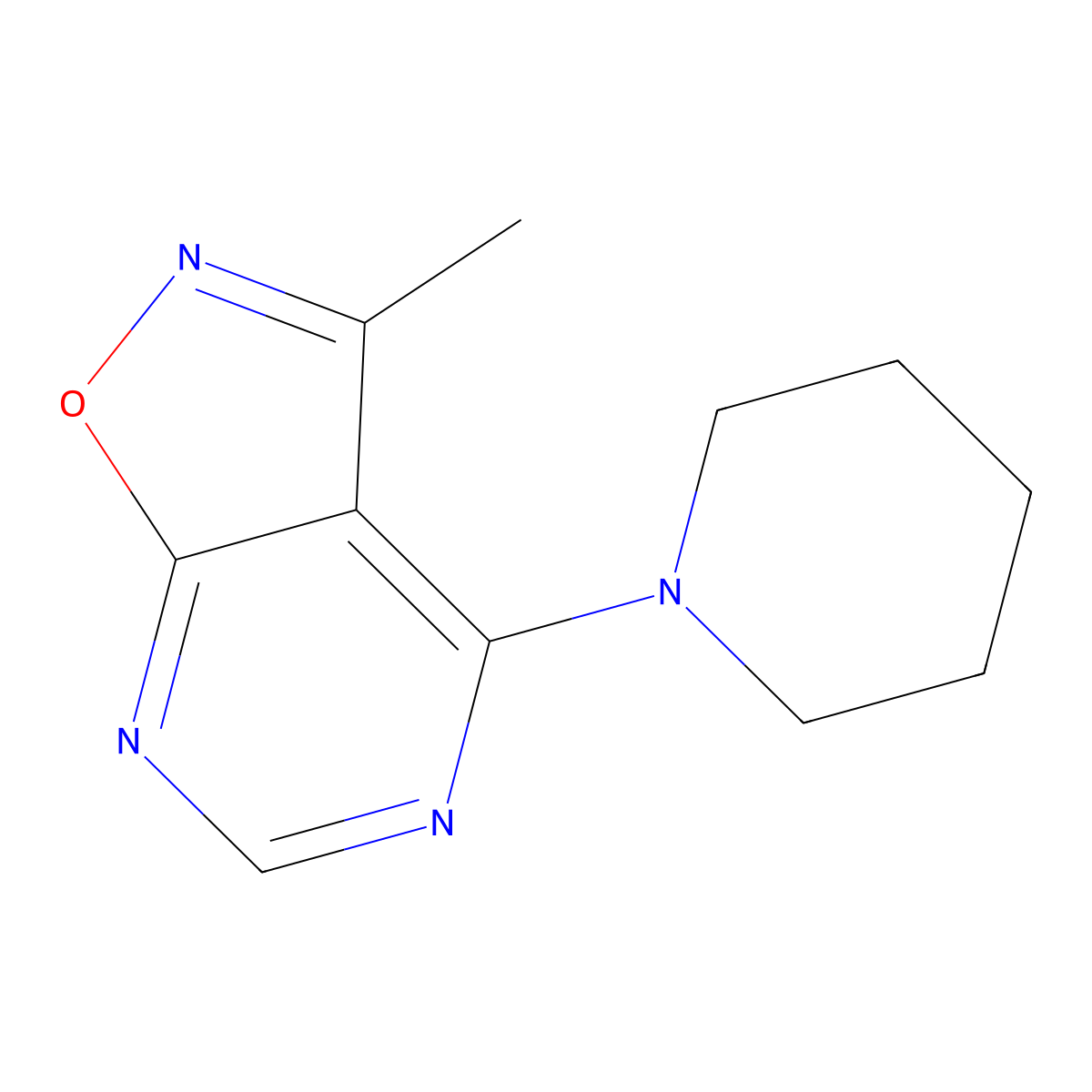3-Methyl-4-piperidinoisoxazolo[5,4-d]pyrimidine molecular structure, CAS 478062-73-6