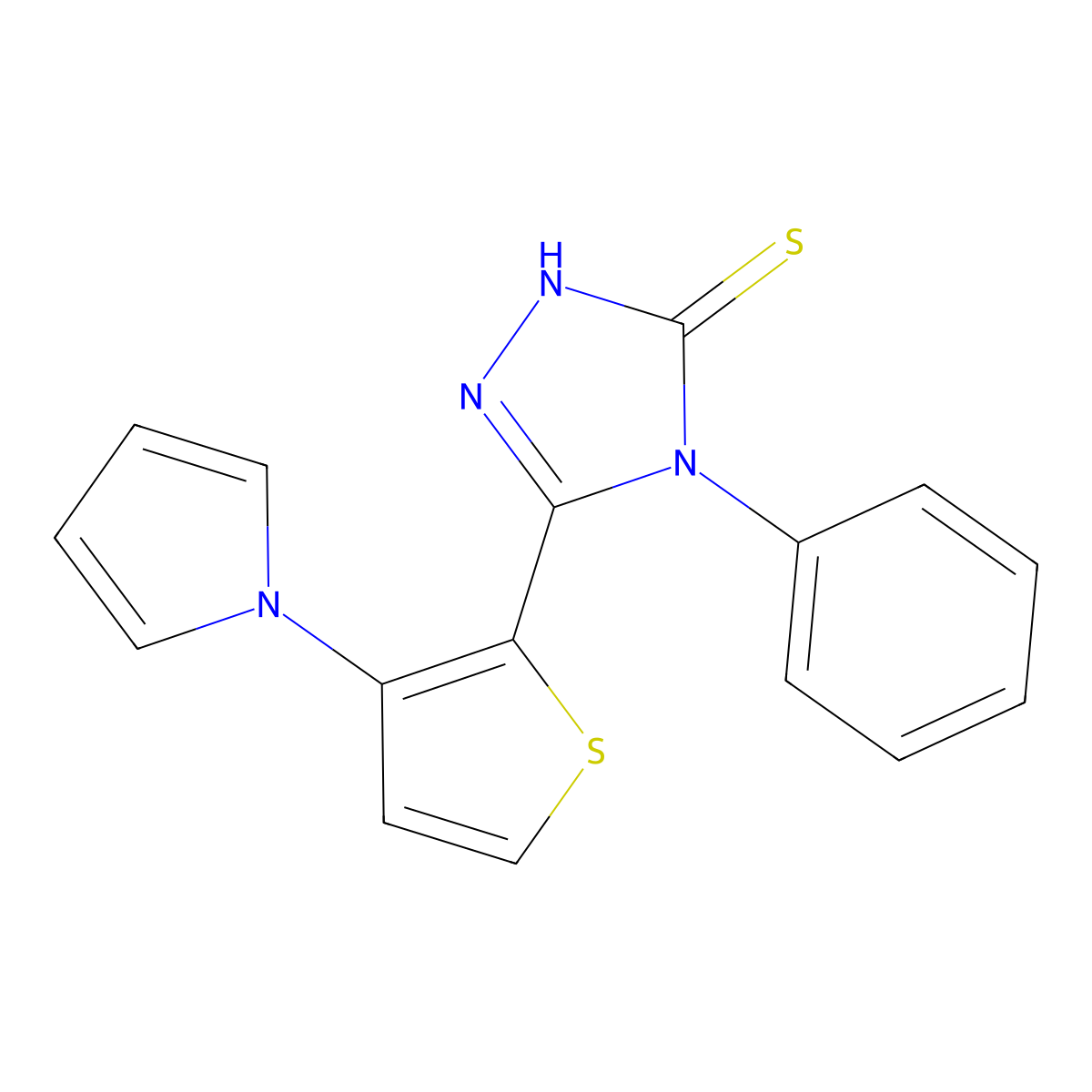 4-phenyl-5-[3-(1H-pyrrol-1-yl)-2-thienyl]-4H-1,2,4-triazol-3-ylhydrosulfide molecular structure, CAS 478062-79-2