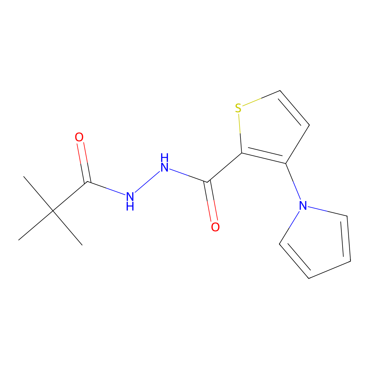 N'-(2,2-dimethylpropanoyl)-3-(1H-pyrrol-1-yl)-2-thiophenecarbohydrazide molecular structure, CAS 478062-81-6
