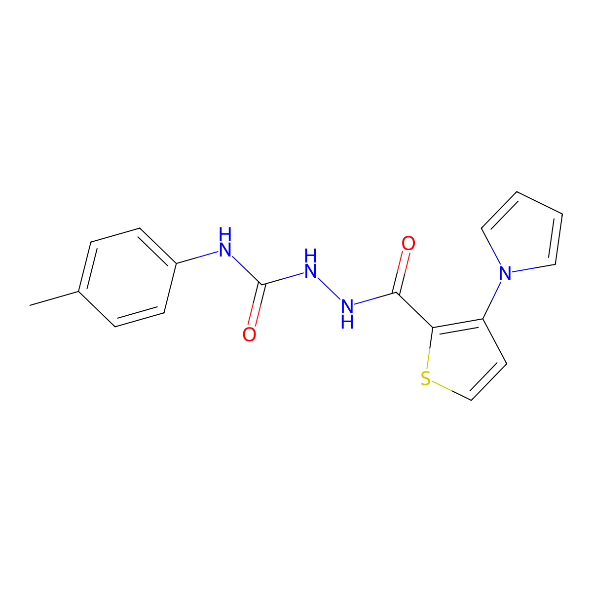 N-(4-methylphenyl)-2-{[3-(1H-pyrrol-1-yl)-2-thienyl]carbonyl}-1-hydrazinecarboxamide molecular structure, CAS 478062-82-7