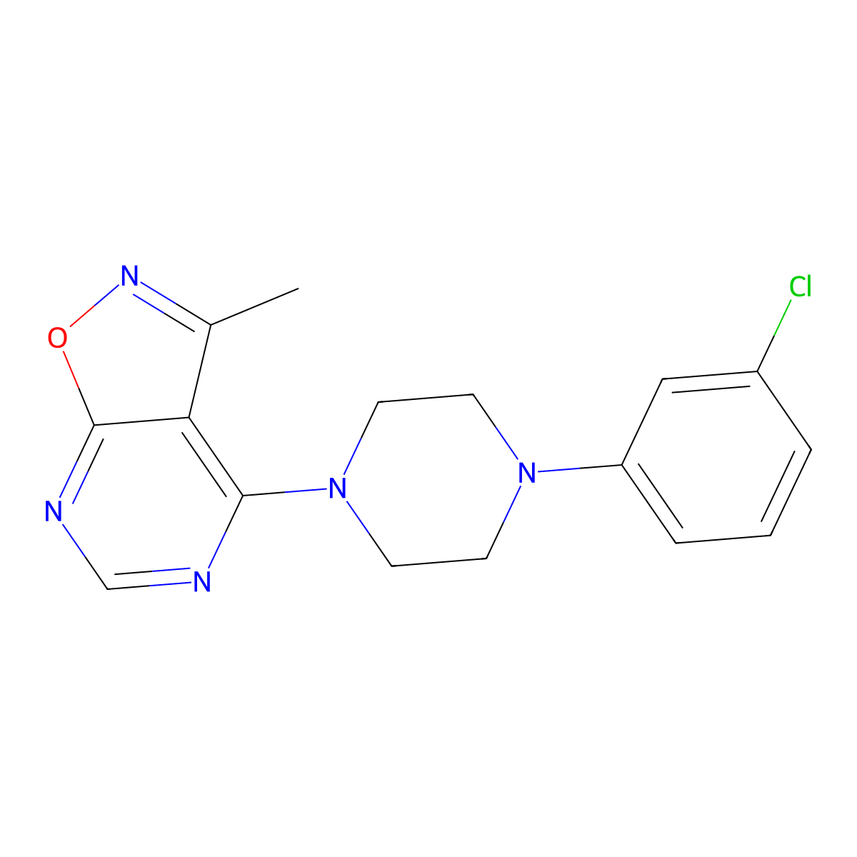 4-[4-(3-Chlorophenyl)piperazino]-3-methylisoxazolo[5,4-d]pyrimidine molecular structure, CAS 478062-84-9