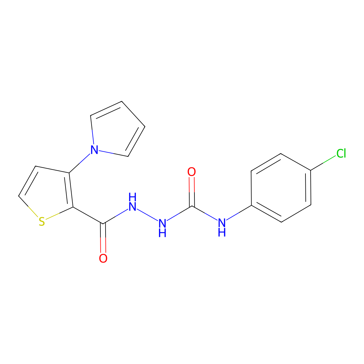 N-(4-chlorophenyl)-2-{[3-(1H-pyrrol-1-yl)-2-thienyl]carbonyl}-1-hydrazinecarboxamide molecular structure, CAS 478062-85-0