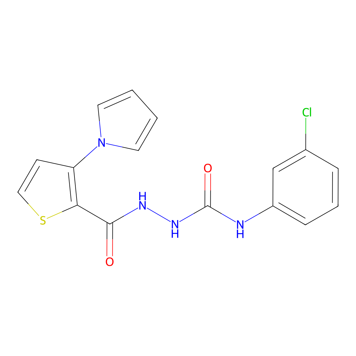 N-(3-chlorophenyl)-2-{[3-(1H-pyrrol-1-yl)-2-thienyl]carbonyl}-1-hydrazinecarboxamide molecular structure, CAS 478062-86-1