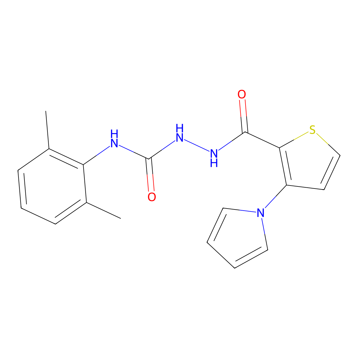 N-(2,6-dimethylphenyl)-2-{[3-(1H-pyrrol-1-yl)-2-thienyl]carbonyl}-1-hydrazinecarboxamide molecular structure, CAS 478062-89-4