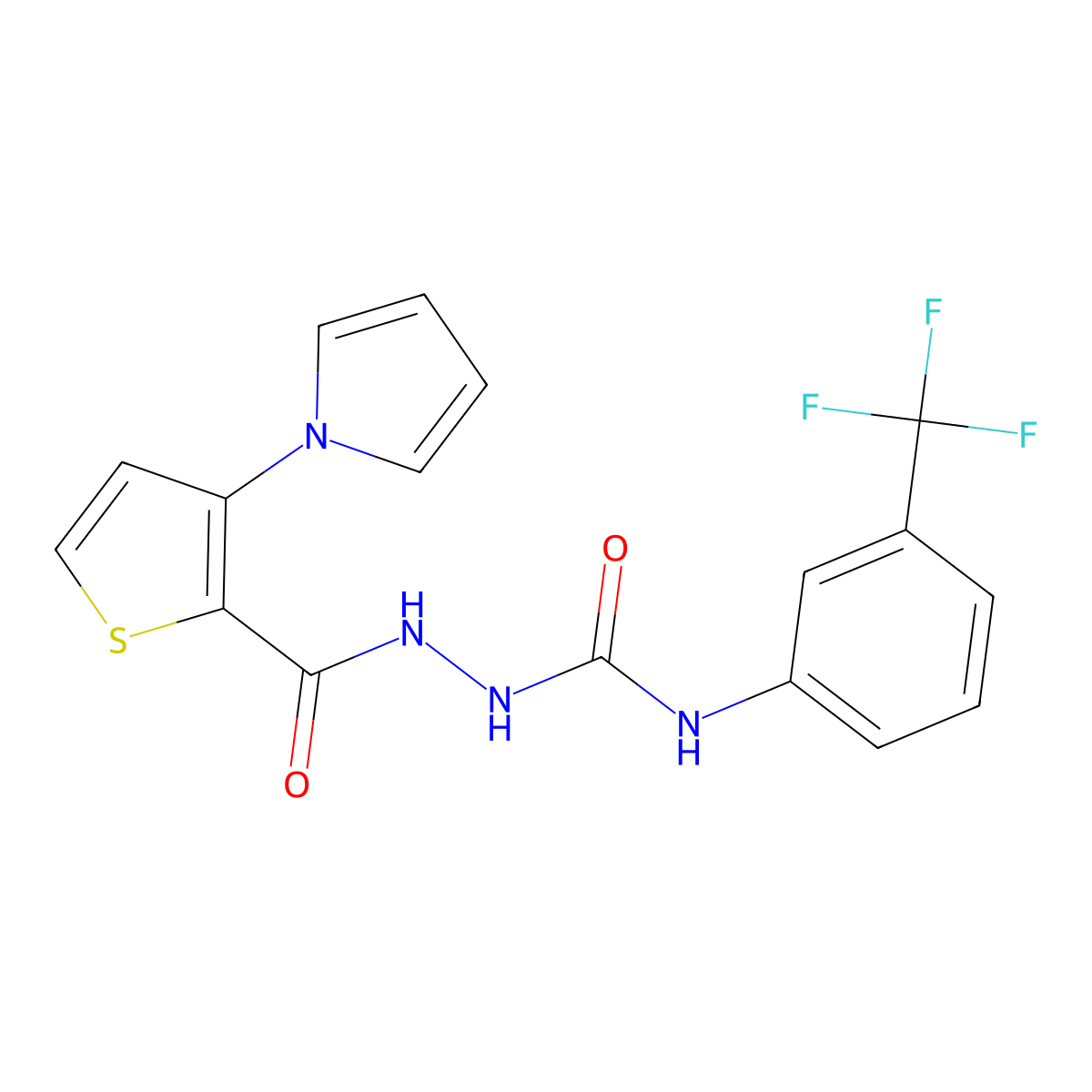 2-{[3-(1H-pyrrol-1-yl)-2-thienyl]carbonyl}-N-[3-(trifluoromethyl)phenyl]-1-hydrazinecarboxamide molecular structure, CAS 478062-90-7