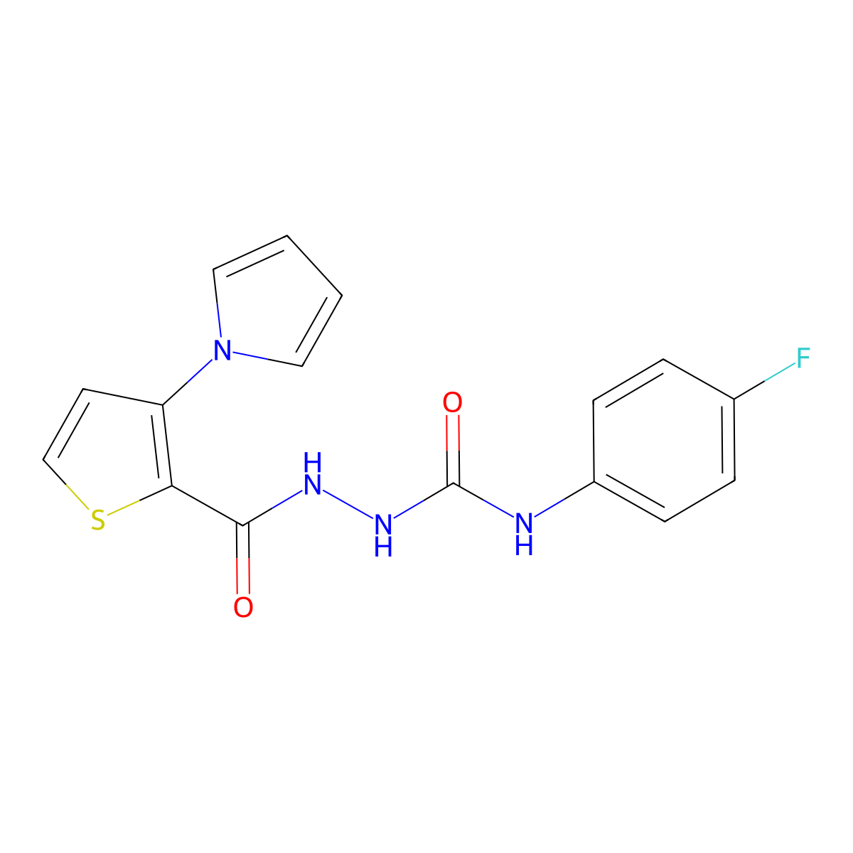 N-(4-fluorophenyl)-2-{[3-(1H-pyrrol-1-yl)-2-thienyl]carbonyl}-1-hydrazinecarboxamide molecular structure, CAS 478062-91-8