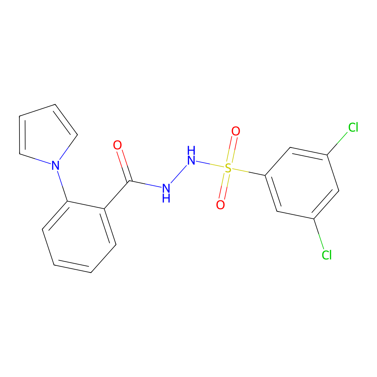 3,5-dichloro-N'-[2-(1H-pyrrol-1-yl)benzoyl]benzenesulfonohydrazide molecular structure, CAS 478063-16-0