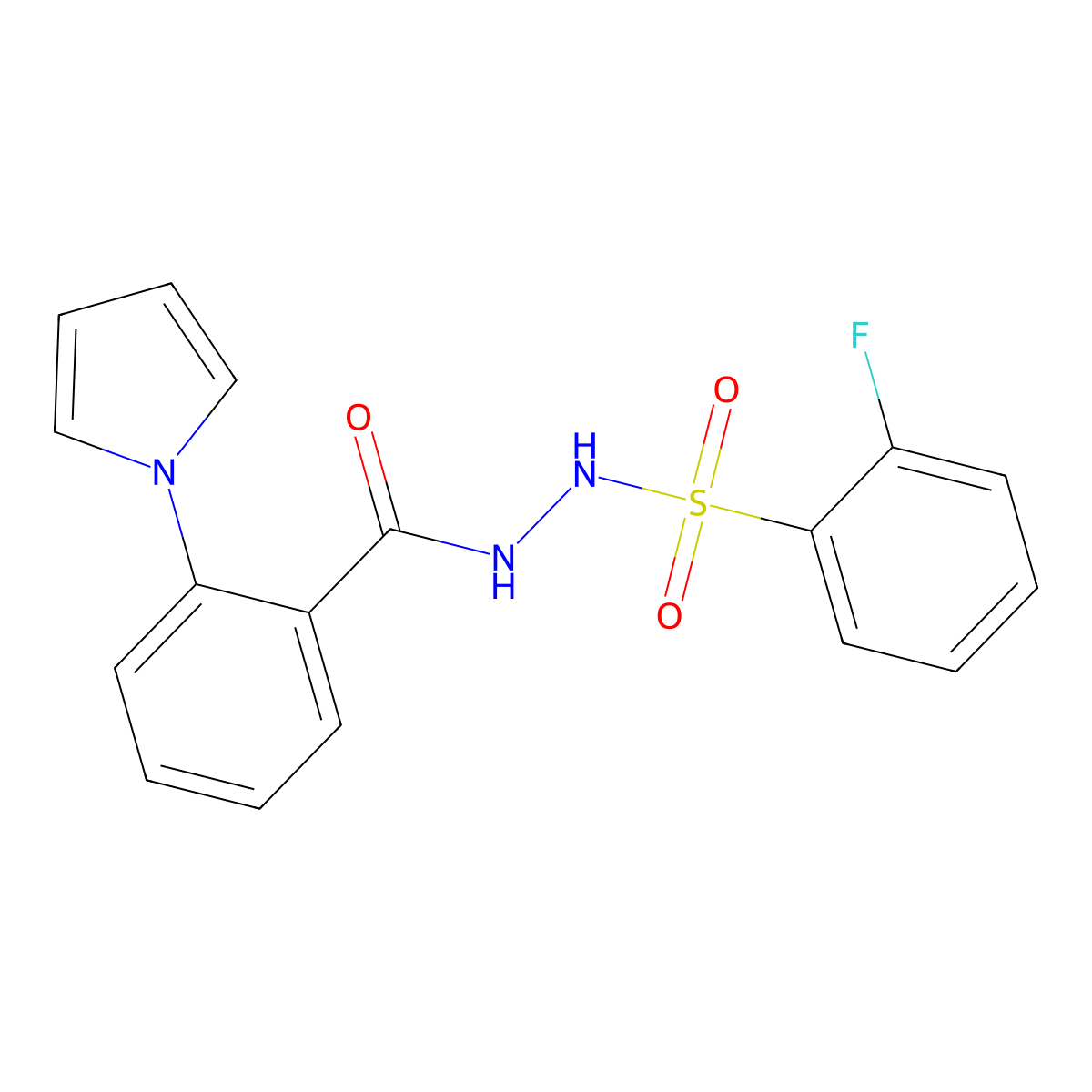 2-fluoro-N'-[2-(1H-pyrrol-1-yl)benzoyl]benzenesulfonohydrazide molecular structure, CAS 478063-18-2