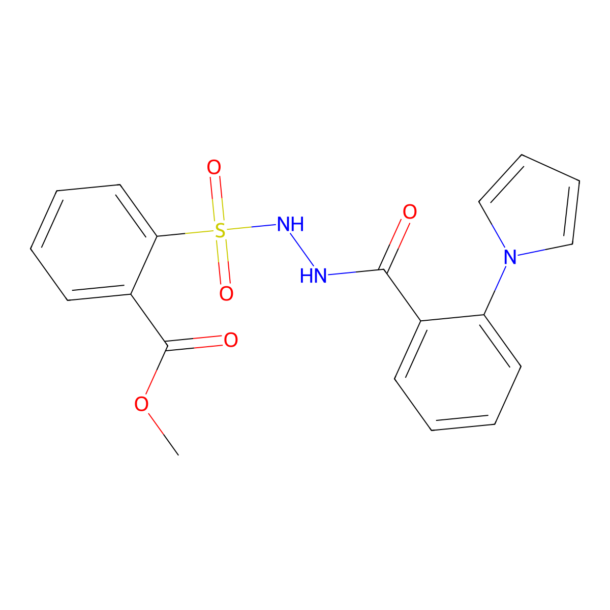methyl 2-({2-[2-(1H-pyrrol-1-yl)benzoyl]hydrazino}sulfonyl)benzenecarboxylate molecular structure, CAS 478063-19-3