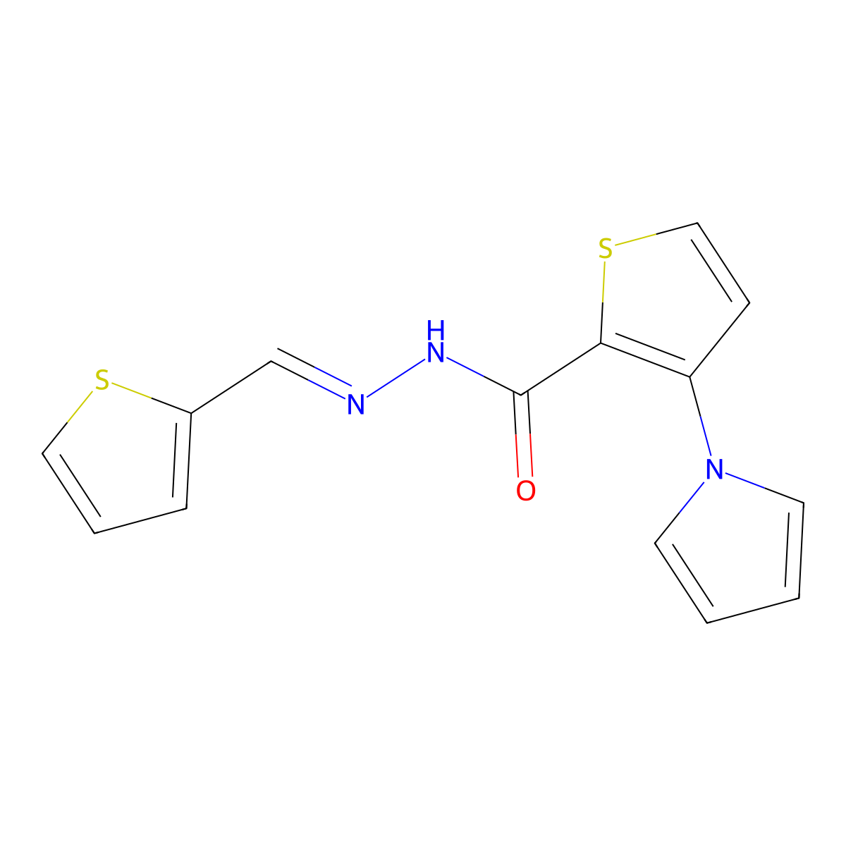 3-pyrrol-1-yl-N-(thiophen-2-ylmethylideneamino)thiophene-2-carboxamide molecular structure, CAS 478063-22-8