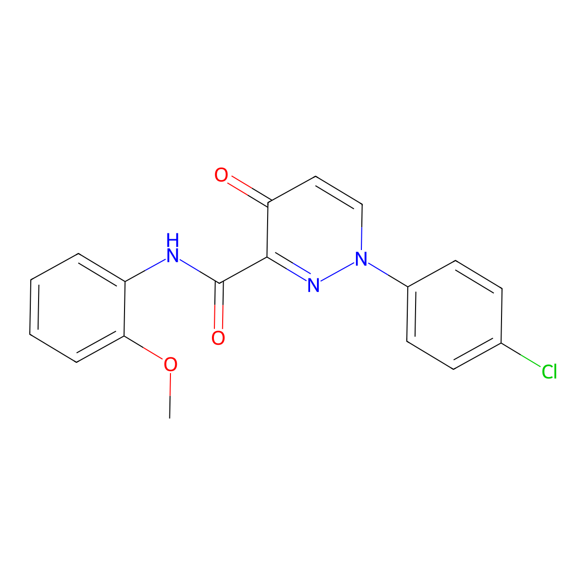 1-(4-chlorophenyl)-N-(2-methoxyphenyl)-4-oxo-1,4-dihydropyridazine-3-carboxamide molecular structure, CAS 478063-26-2