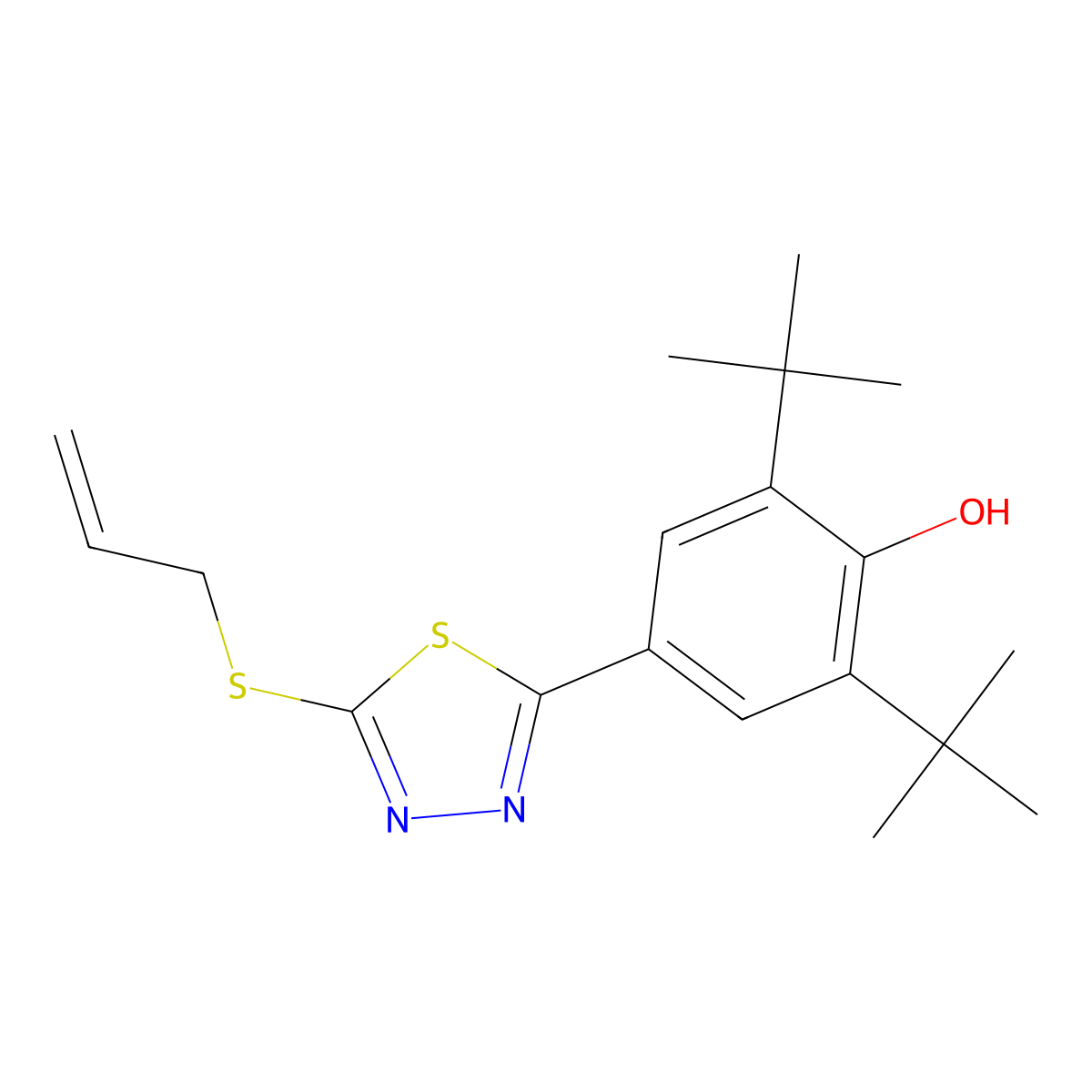 4-[5-(Allylsulfanyl)-1,3,4-thiadiazol-2-yl]-2,6-di(tert-butyl)benzenol molecular structure, CAS 478063-34-2