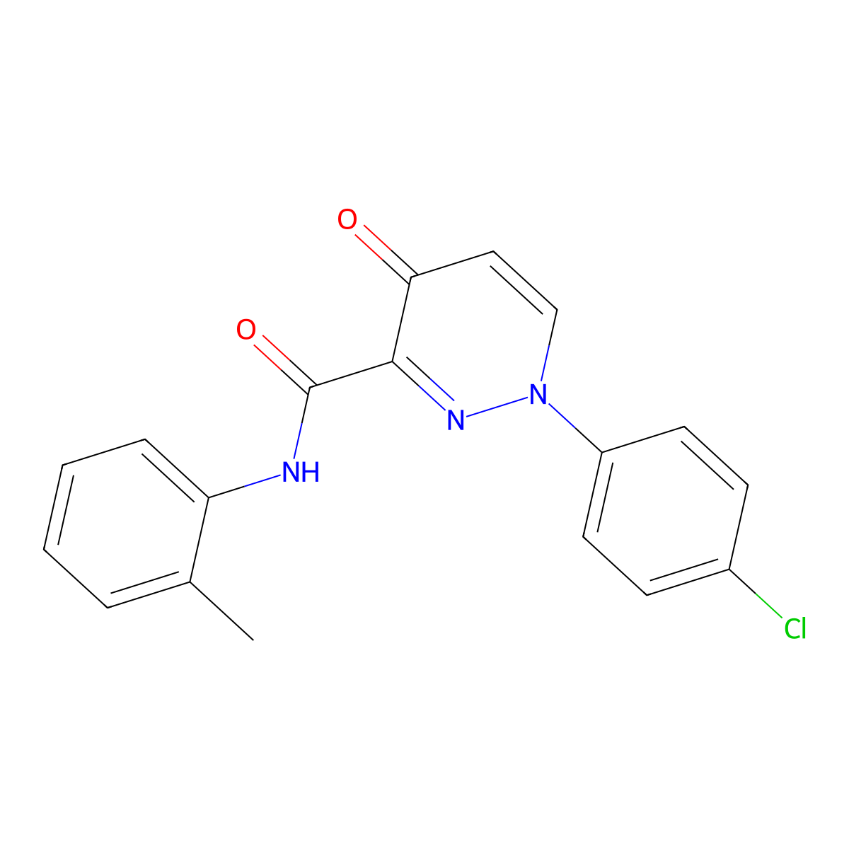 1-(4-chlorophenyl)-N-(2-methylphenyl)-4-oxo-1,4-dihydropyridazine-3-carboxamide molecular structure, CAS 478063-35-3