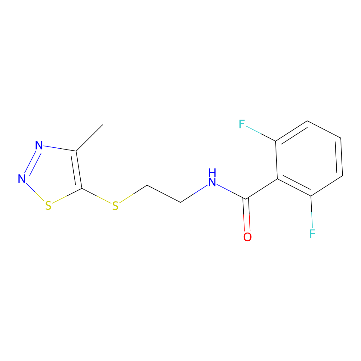2,6-difluoro-N-{2-[(4-methyl-1,2,3-thiadiazol-5-yl)sulfanyl]ethyl}benzenecarboxamide molecular structure, CAS 478063-49-9