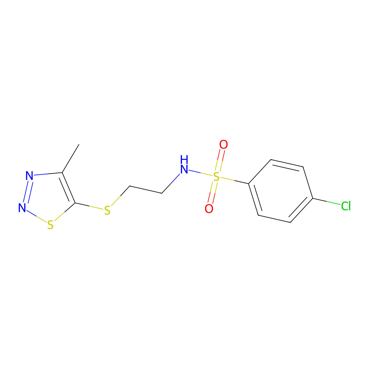 4-chloro-N-{2-[(4-methyl-1,2,3-thiadiazol-5-yl)sulfanyl]ethyl}benzenesulfonamide molecular structure, CAS 478063-53-5