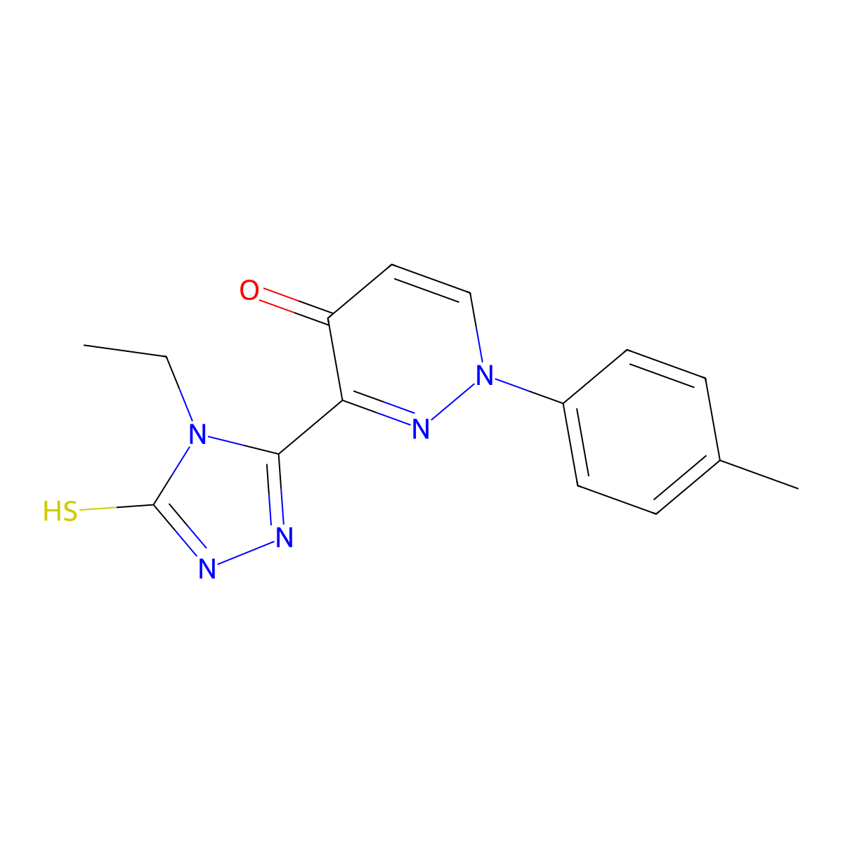 3-(4-ethyl-5-sulfanyl-4H-1,2,4-triazol-3-yl)-1-(4-methylphenyl)-4(1H)-pyridazinone molecular structure, CAS 478063-58-0