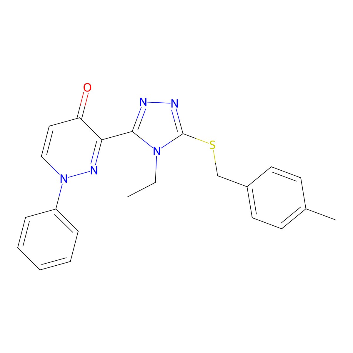 3-[4-Ethyl-5-[(4-methylphenyl)methylthio]-1,2,4-triazol-3-yl]-1-phenyl-4-pyridazinone molecular structure, CAS 478063-59-1