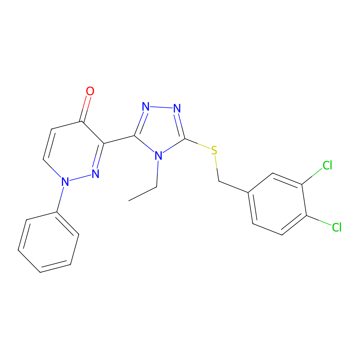 3-[5-[(3,4-Dichlorophenyl)methylthio]-4-ethyl-1,2,4-triazol-3-yl]-1-phenyl-4-pyridazinone molecular structure, CAS 478063-60-4
