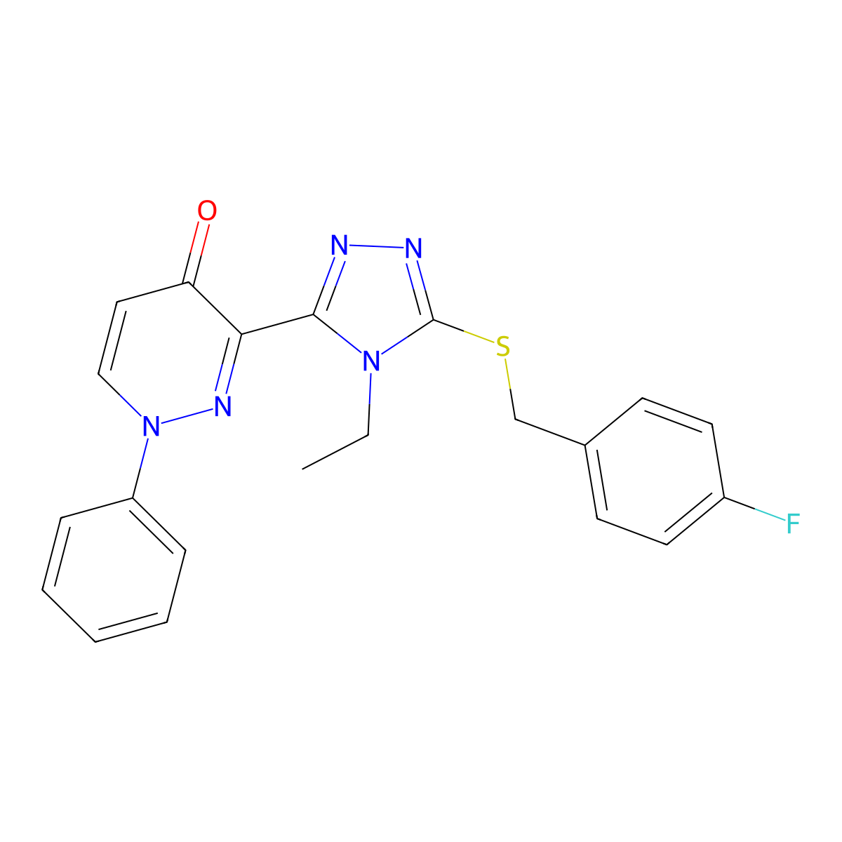 3-{4-ethyl-5-[(4-fluorobenzyl)sulfanyl]-4H-1,2,4-triazol-3-yl}-1-phenyl-4(1H)-pyridazinone molecular structure, CAS 478063-61-5