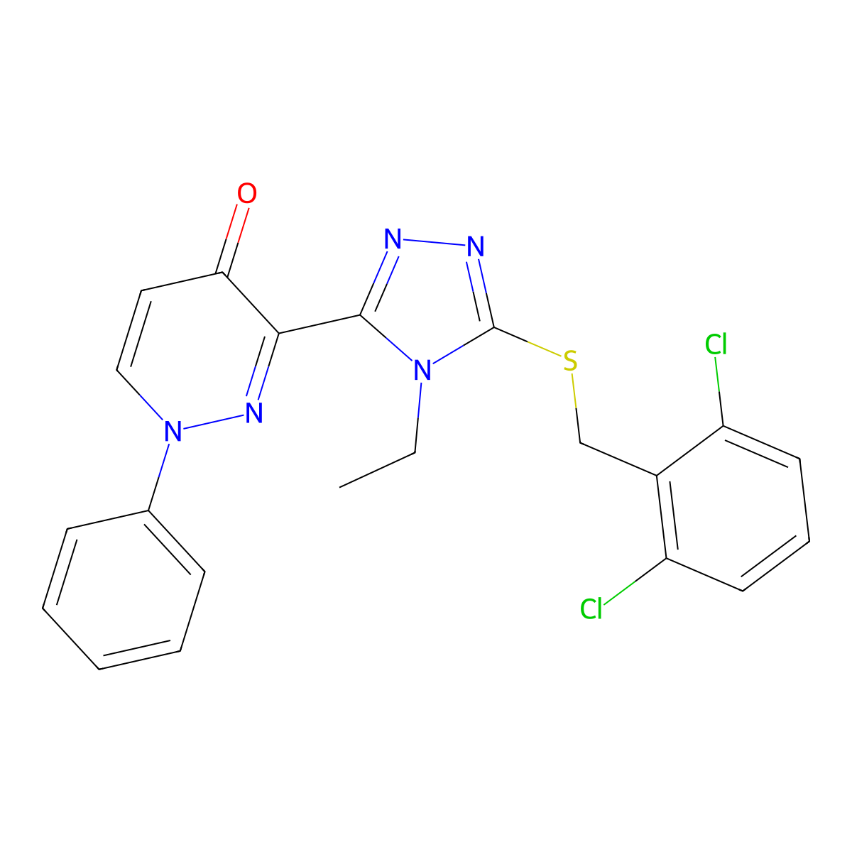 3-{5-[(2,6-dichlorobenzyl)sulfanyl]-4-ethyl-4H-1,2,4-triazol-3-yl}-1-phenyl-4(1H)-pyridazinone molecular structure, CAS 478063-62-6