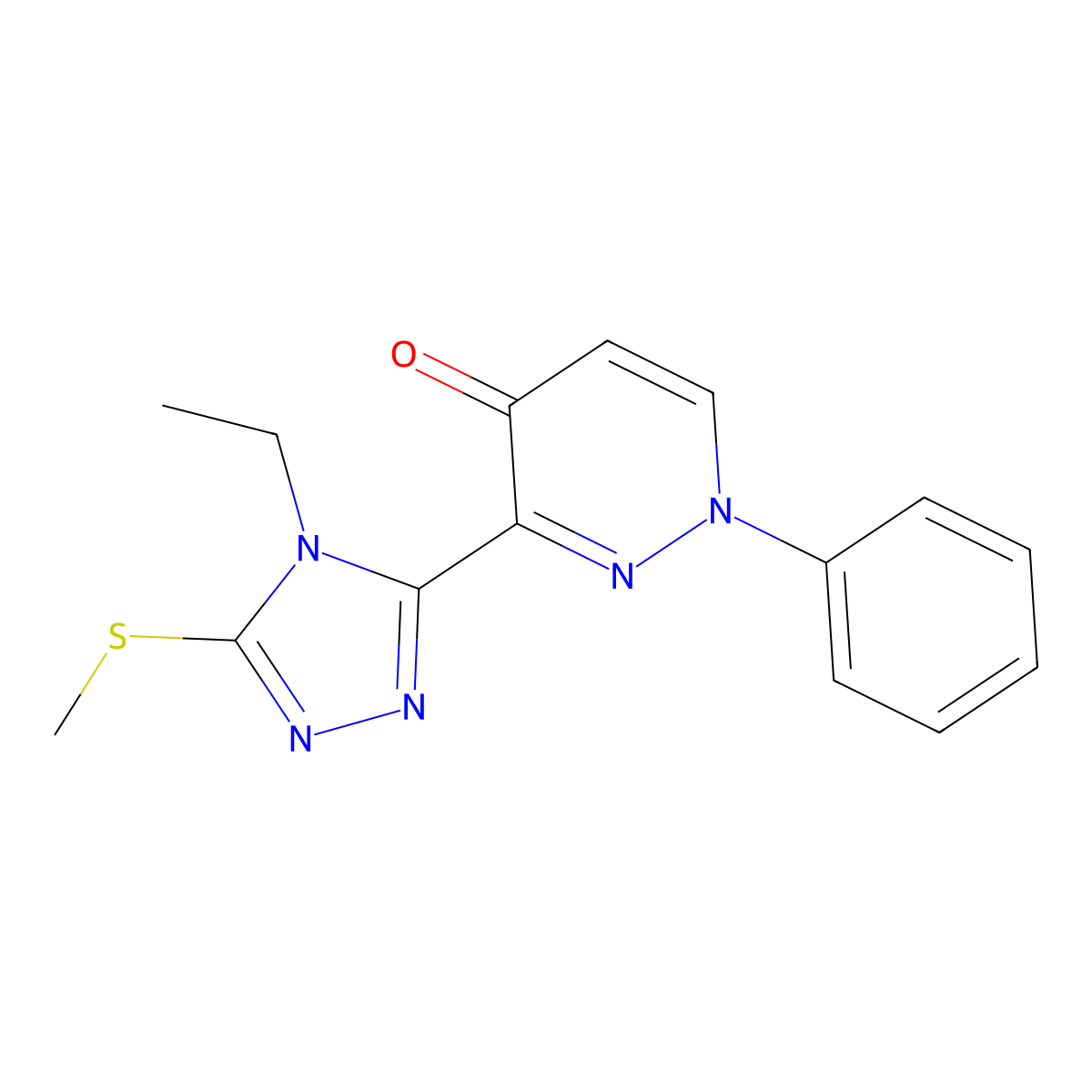 3-[4-ethyl-5-(methylsulfanyl)-4H-1,2,4-triazol-3-yl]-1-phenyl-4(1H)-pyridazinone molecular structure, CAS 478063-64-8
