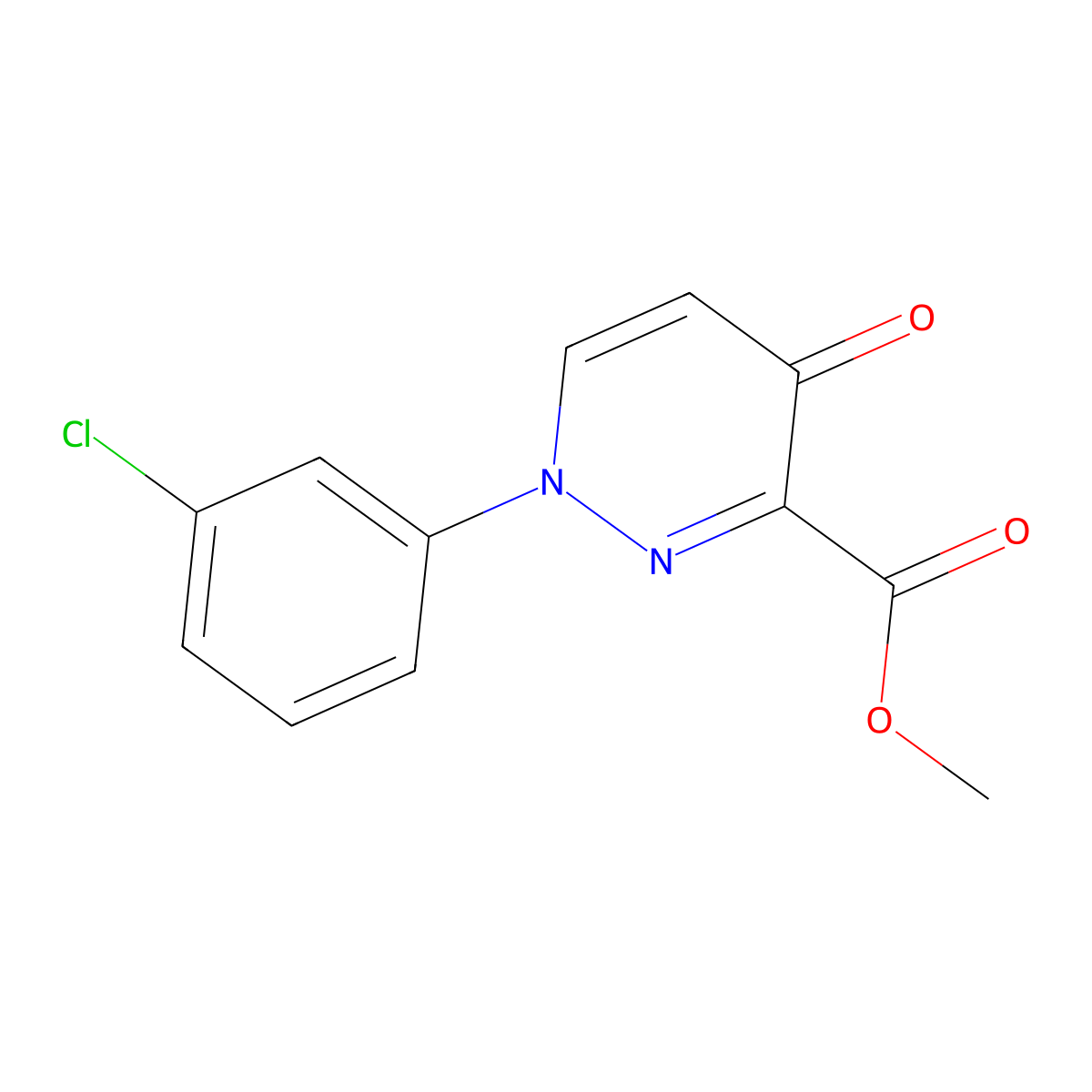 Methyl 1-(3-chlorophenyl)-4-oxo-1,4-dihydro-3-pyridazinecarboxylate molecular structure, CAS 478063-66-0