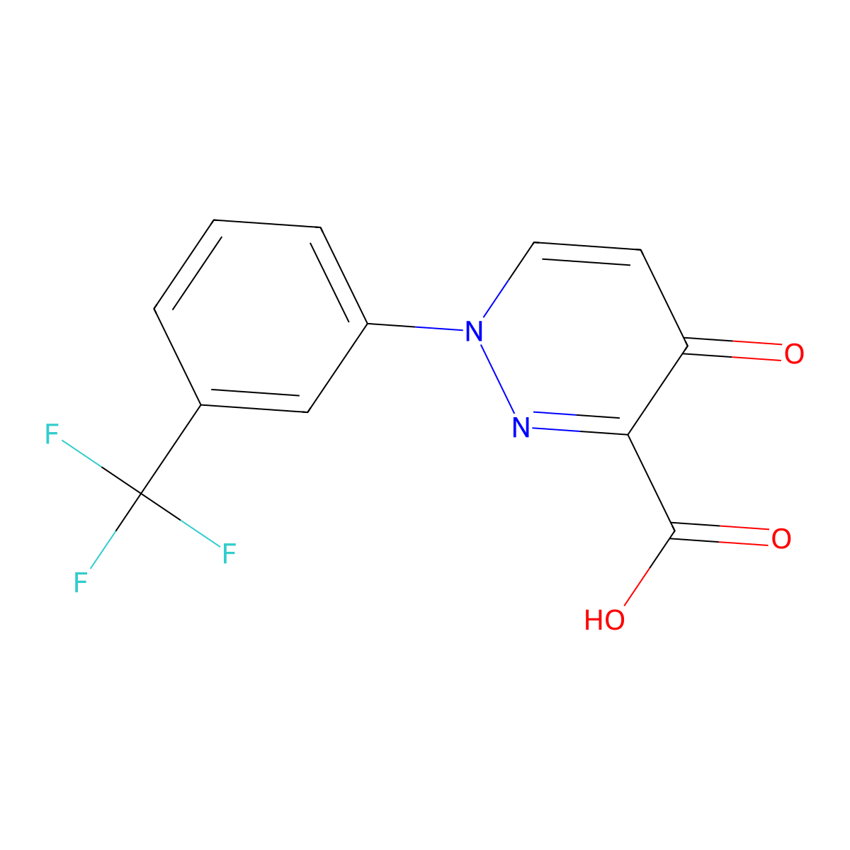1,4-Dihydro-4-oxo-1-(3-(trifluoromethyl)phenyl)-3-pyridazinecarboxylic acid molecular structure, CAS 478063-68-2