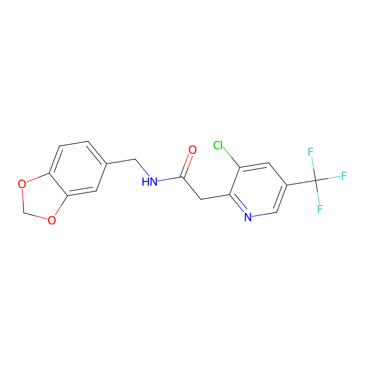 N-(1,3-benzodioxol-5-ylmethyl)-2-[3-chloro-5-(trifluoromethyl)-2-pyridinyl]acetamide molecular structure, CAS 478063-69-3