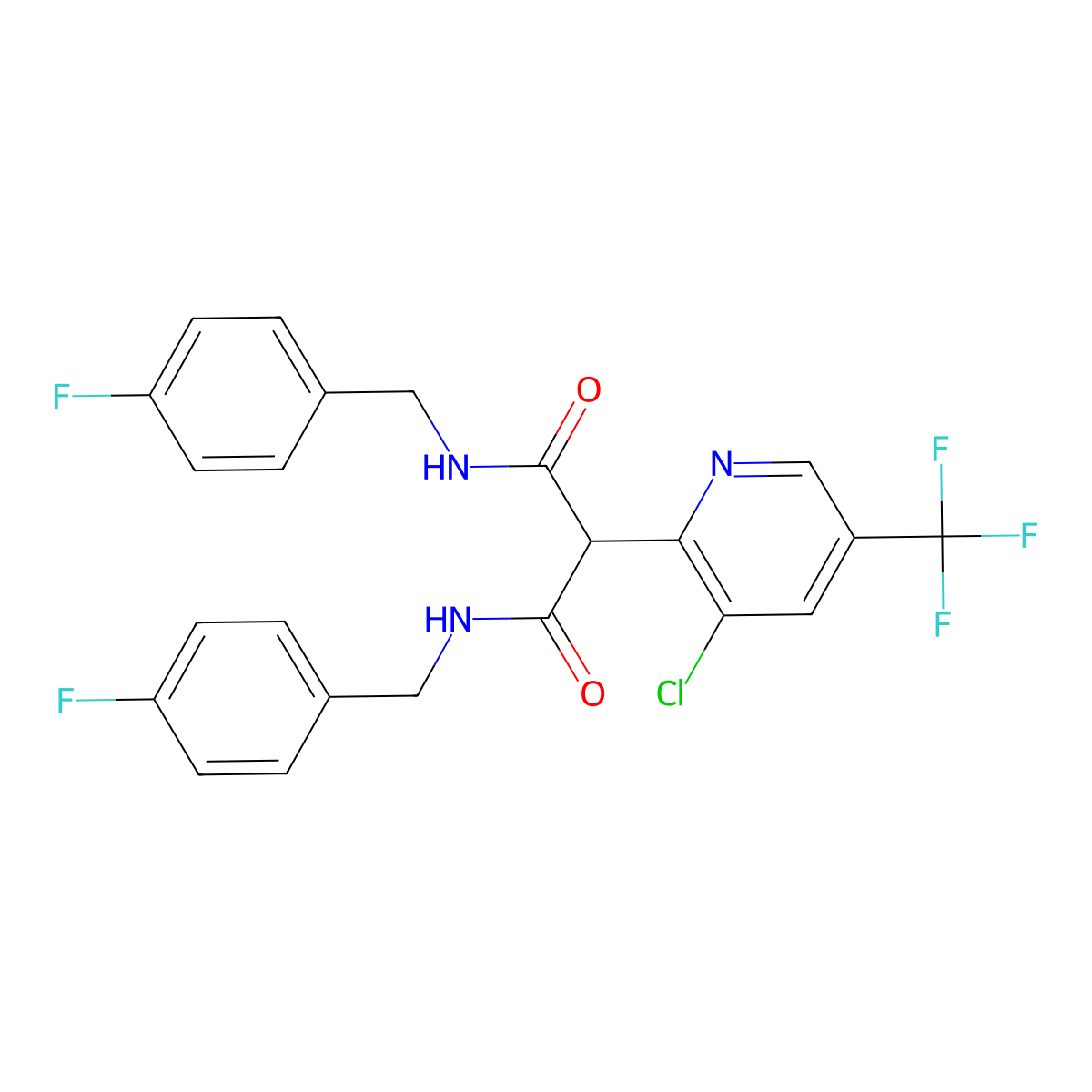 2-[3-chloro-5-(trifluoromethyl)pyridin-2-yl]-N,N'-bis[(4-fluorophenyl)methyl]propanediamide molecular structure, CAS 478063-79-5