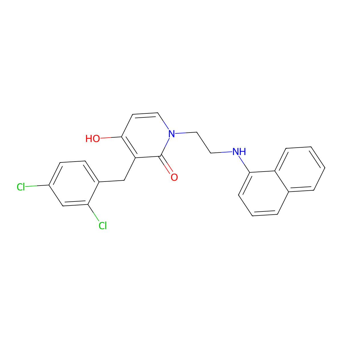 3-(2,4-dichlorobenzyl)-4-hydroxy-1-[2-(1-naphthylamino)ethyl]-2(1H)-pyridinone molecular structure, CAS 478063-83-1