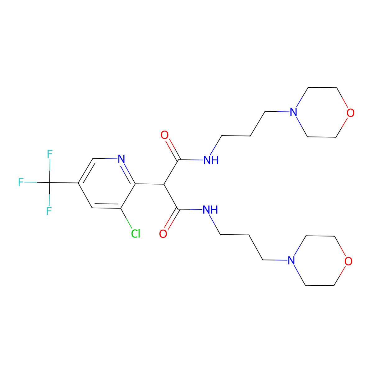 2-[3-chloro-5-(trifluoromethyl)-2-pyridinyl]-N~1~,N~3~-bis(3-morpholinopropyl)malonamide molecular structure, CAS 478063-84-2