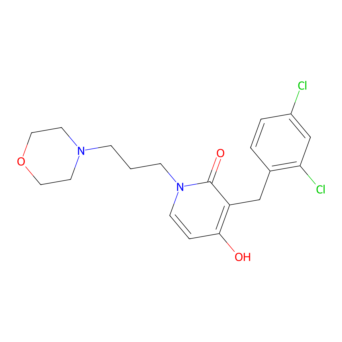 3-(2,4-dichlorobenzyl)-4-hydroxy-1-(3-morpholinopropyl)-2(1H)-pyridinone molecular structure, CAS 478063-85-3
