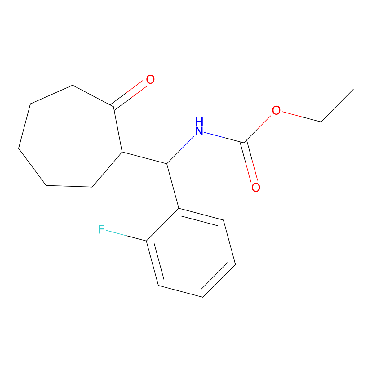 ethyl N-[(2-fluorophenyl)(2-oxocycloheptyl)methyl]carbamate molecular structure, CAS 478063-89-7