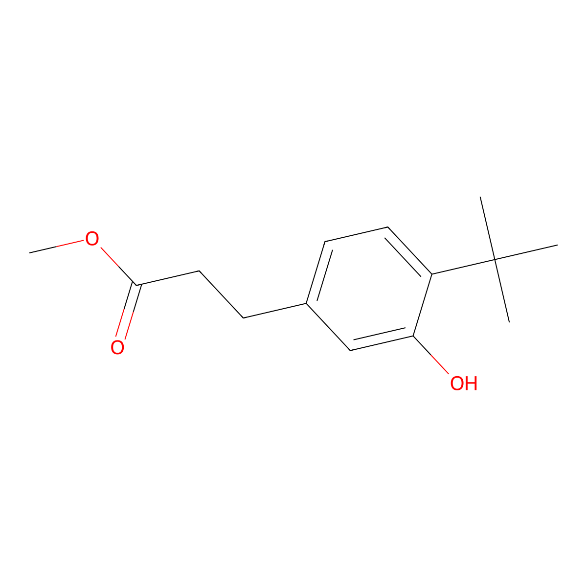 Methyl 3-(4-tert-butyl-3-hydroxyphenyl)propanoate molecular structure, CAS 478063-92-2