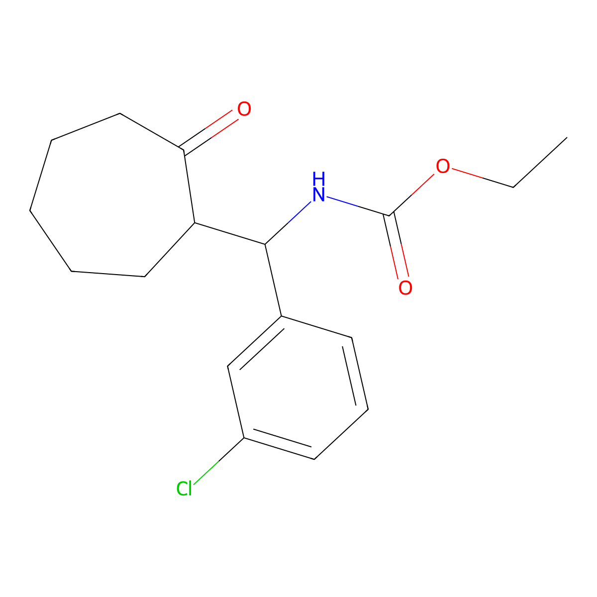 ethyl N-[(3-chlorophenyl)(2-oxocycloheptyl)methyl]carbamate molecular structure, CAS 478064-00-5