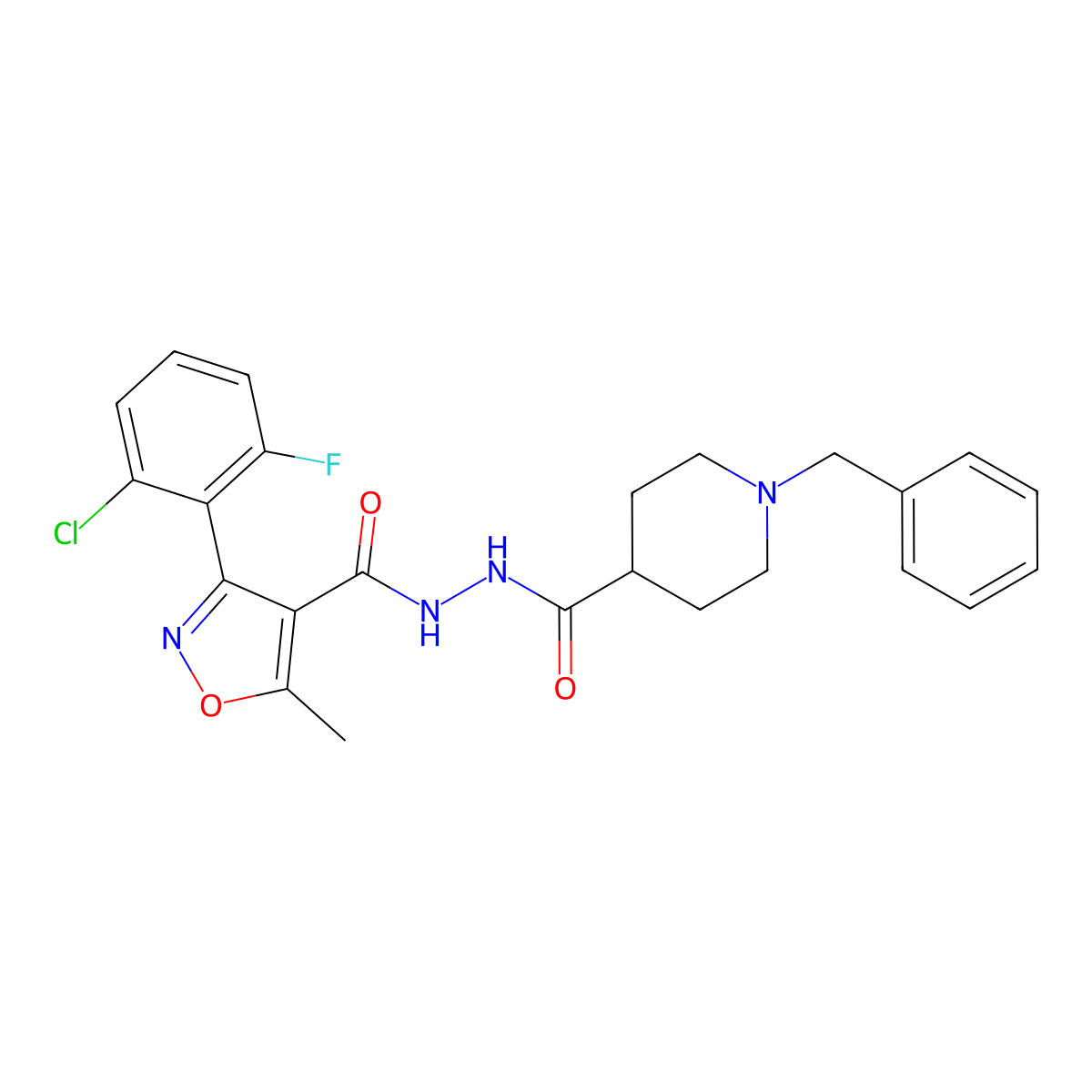 N'-[(1-benzyl-4-piperidinyl)carbonyl]-3-(2-chloro-6-fluorophenyl)-5-methyl-4-isoxazolecarbohydrazide molecular structure, CAS 478064-36-7