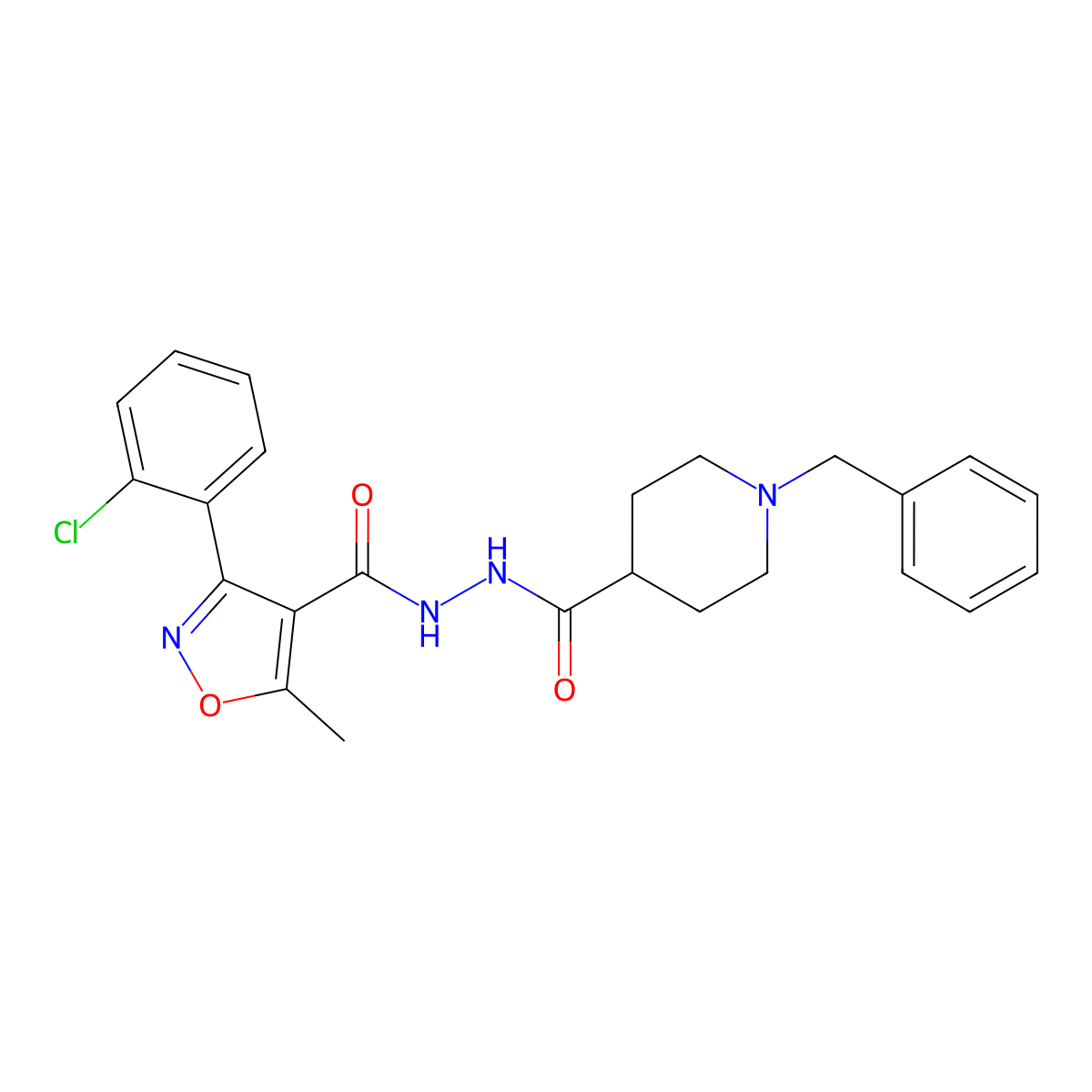 N'-[(1-benzyl-4-piperidinyl)carbonyl]-3-(2-chlorophenyl)-5-methyl-4-isoxazolecarbohydrazide molecular structure, CAS 478064-37-8