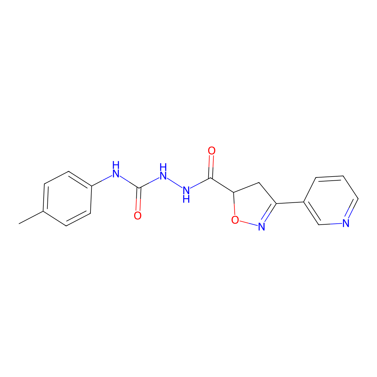 N-(4-methylphenyl)-2-{[3-(3-pyridinyl)-4,5-dihydro-5-isoxazolyl]carbonyl}-1-hydrazinecarboxamide molecular structure, CAS 478064-41-4