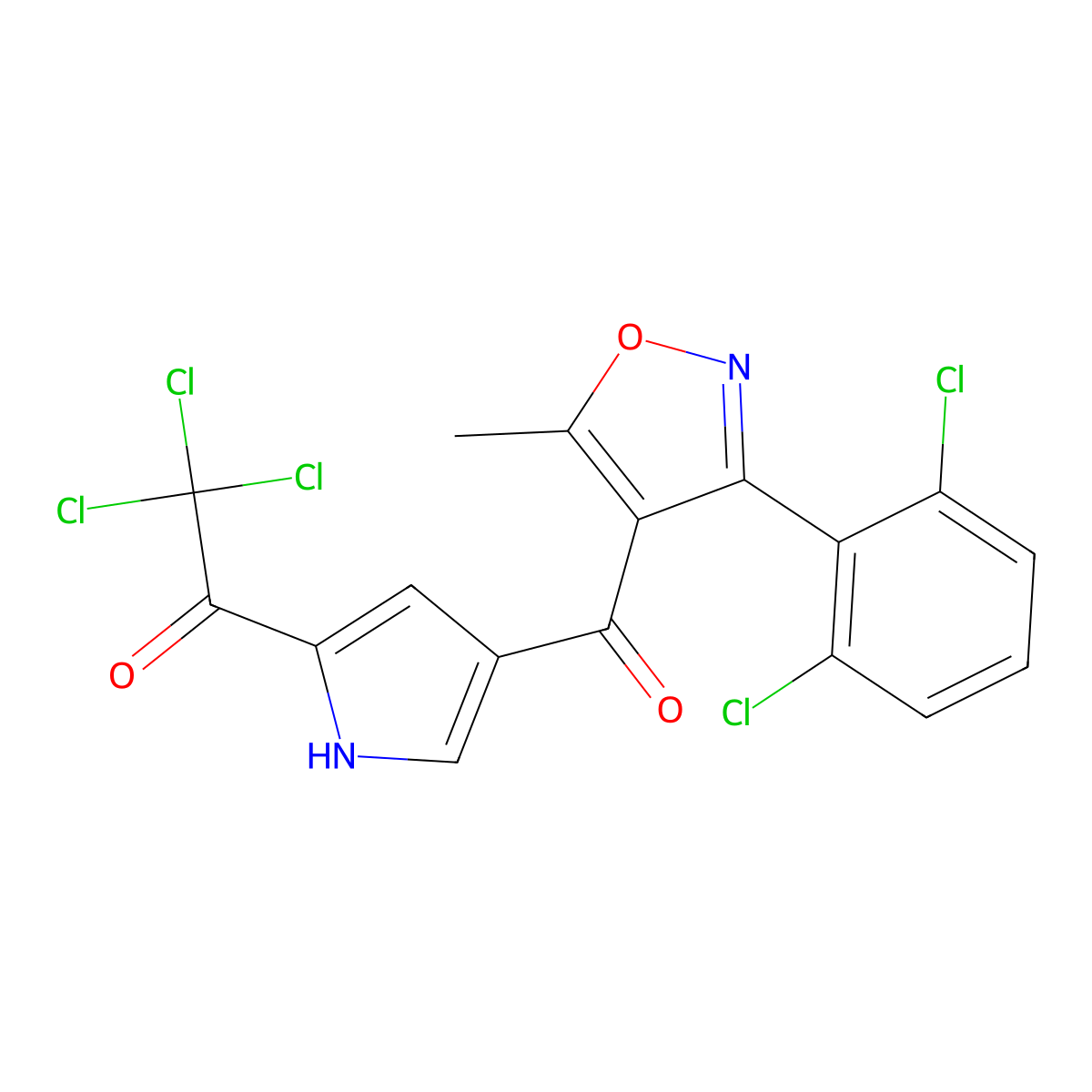 2,2,2-trichloro-1-(4-{[3-(2,6-dichlorophenyl)-5-methyl-4-isoxazolyl]carbonyl}-1H-pyrrol-2-yl)-1-ethanone molecular structure, CAS 478064-45-8