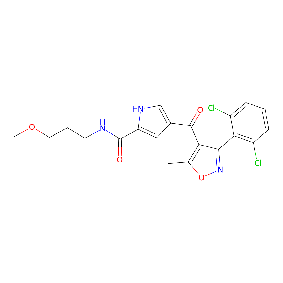 4-[3-(2,6-dichlorophenyl)-5-methyl-1,2-oxazole-4-carbonyl]-N-(3-methoxypropyl)-1H-pyrrole-2-carboxamide molecular structure, CAS 478064-48-1