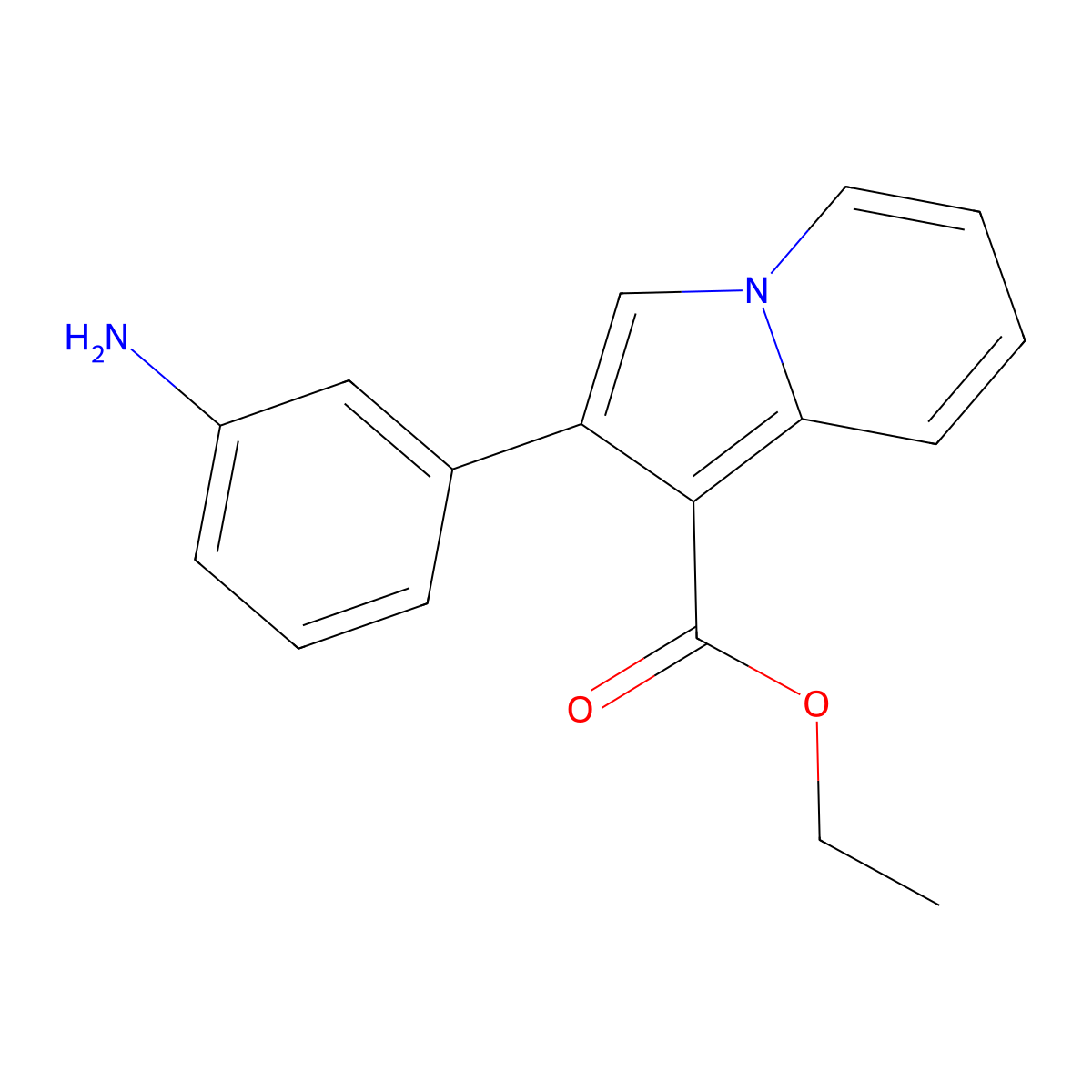 Ethyl 2-(3-aminophenyl)indolizine-1-carboxylate molecular structure, CAS 478064-54-9