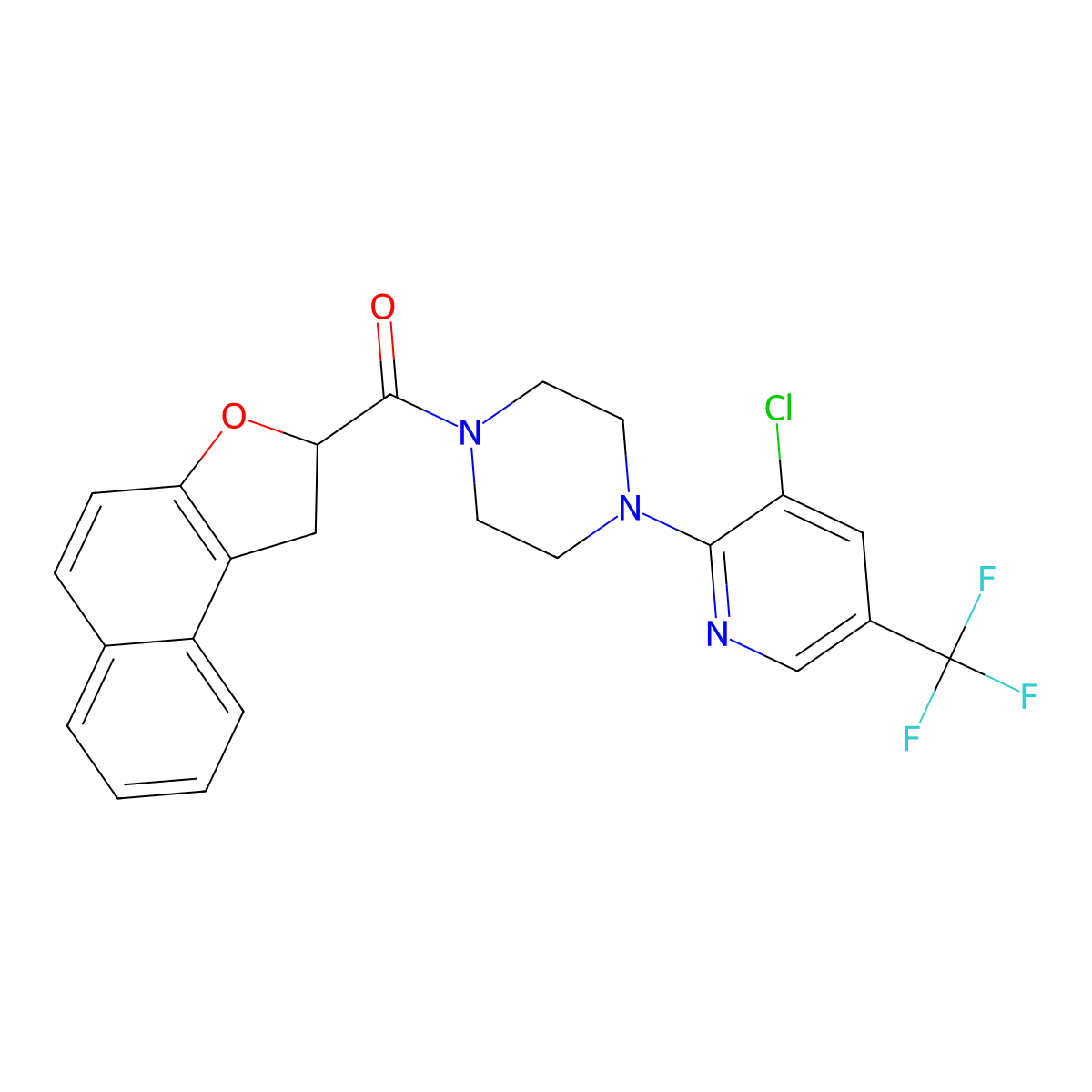 {4-[3-Chloro-5-(trifluoromethyl)-2-pyridinyl]piperazino}(1,2-dihydronaphtho[2,1-b]furan-2-yl)methanone molecular structure, CAS 478064-60-7