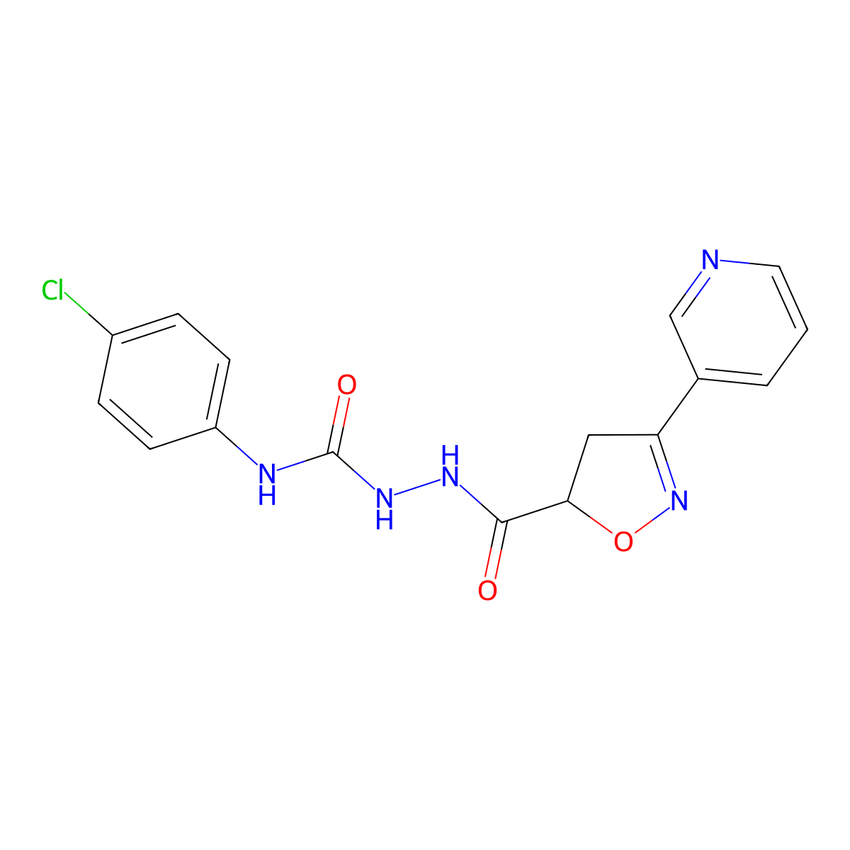 N-(4-chlorophenyl)-2-{[3-(3-pyridinyl)-4,5-dihydro-5-isoxazolyl]carbonyl}-1-hydrazinecarboxamide molecular structure, CAS 478064-66-3