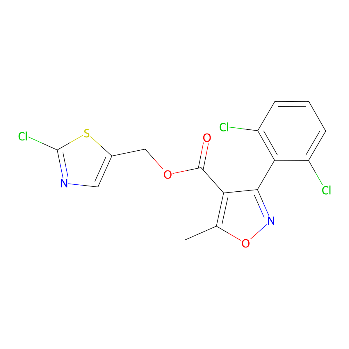 (2-Chloro-1,3-thiazol-5-yl)methyl 3-(2,6-dichlorophenyl)-5-methyl-1,2-oxazole-4-carboxylate molecular structure, CAS 478064-68-5