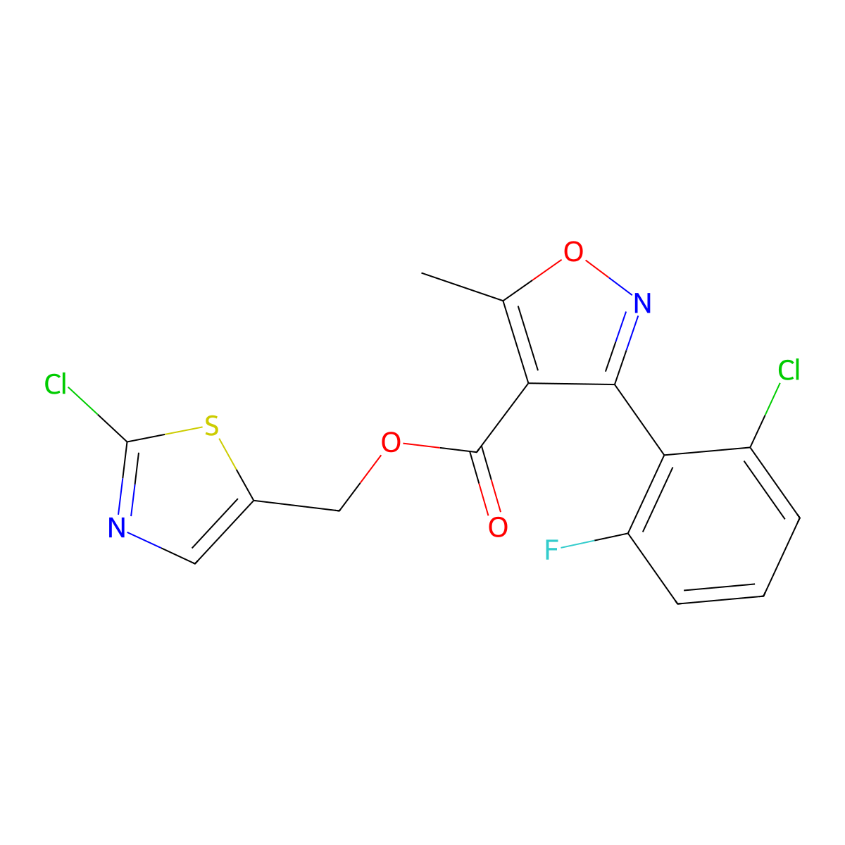 (2-Chloro-1,3-thiazol-5-yl)methyl 3-(2-chloro-6-fluorophenyl)-5-methyl-4-isoxazolecarboxylate molecular structure, CAS 478064-72-1