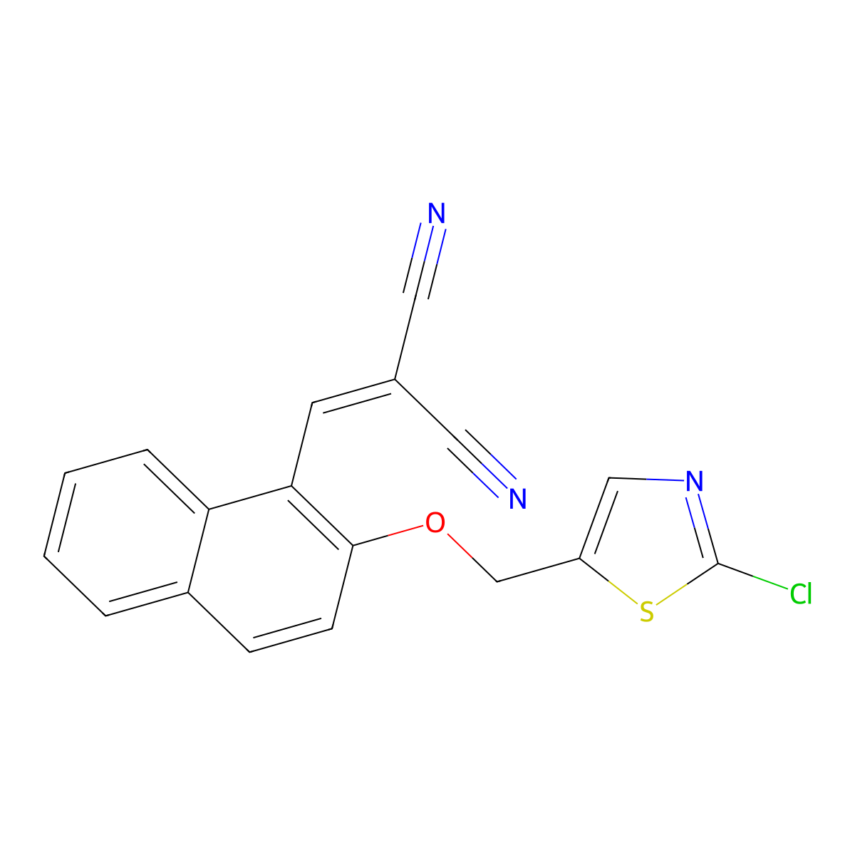 2-({2-[(2-Chloro-1,3-thiazol-5-yl)methoxy]-1-naphthyl}methylene)malononitrile molecular structure, CAS 478064-73-2
